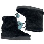 FRANCES VALENTINE Samantha Boots Black Faux Fur with Blue Pom Pom Size 8 Booties Photo 6