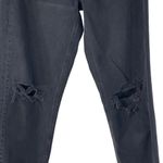 American Eagle  SZ 2 Mom Straight Jeans Distressed Pockets High-Rise Faded Black Photo 2