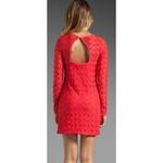 Free People  Wild Thing Red‎ Crochet Eyelet Long Sleeve Dress Size L NWT Photo 1