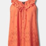 Torrid NWT  Plus Sized Bright Coral Orange Eyelet Ruffle Tank Top Blouse SIZE 5X Photo 3