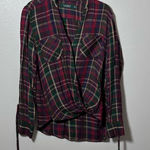 Ralph Lauren Lauren Women Plaid Blouse LongSleeve Surplice Hi-low Shirt size XS Photo 0