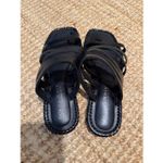 Donald J Pliner black leather strappy flat sandals square toe Italy 9 Photo 1
