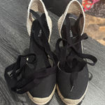 Soludos  Black and Cream Marseille Wedge Espadrille Size 8 Photo 0