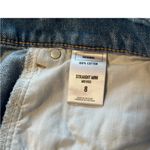 EXPRESS Straight Mini Mid Rise Distressed Lt. Wash Jean Skirt. Like New! Photo 6