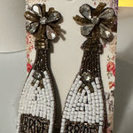 Beaded Champagne BRIDE Earrings White Photo 0