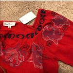 Cloud Chaser 🆕 Floral embroidered red swing top blouse Photo 5