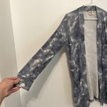 Hippie Rose  Blue Tie Dye Ribbed Knit Open Long Sleeve Boho Long Cardigan Sweater Photo 5
