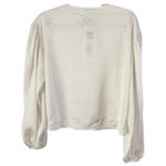 frame denim NWT Frame Cropped Volume Sleeve Blouse Button Cream Satin Womens Size Medium Photo 3