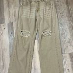 SheIn Vintage Washed Wide Leg Distressed Khaki cropped pants sz 30 Photo 6