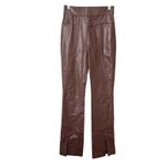 ZARA  Faux Leather Front Slit Pants Brown‎ X-Small Photo 1