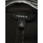 Torrid  Collar V-Neck Black 2 Button Blazer Sz 2 3/4 Rouched Sleeves Faux Pockets Photo 1