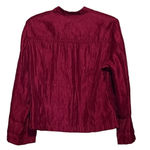 Ruby Rd . Women's Shiny Crinkle Rust Jacket Look Blouse Faux Front Pockets Size 6 Photo 1