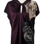 Elie Tahari purple, black & white silk sleeveless top size S Photo 0