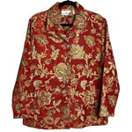 Erin London Floral Tapestry Button‎ Down Jacket Size L Red Gold Foilage Boho Size L Photo 0