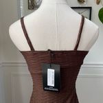 Pretty Little Thing NWT  Chocolate Brown Textured Ring Detail BodyCon Cut Out Midi Photo 7