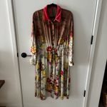 Aratta Silent Journey Boho Floral Western Velvet Collar Dress/Duster S Yellow Photo 12