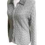 The Limited  Y2K Long Sleeve Crochet Knit Cardigan Metallic Silver Size Medium Photo 1