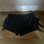 Boom Boom Jeans Boom Boom jean Suede Fringe short Shorts black sz 7 side tie flattering stretchy Photo 1