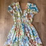 MINKPINK  Floral Mini Dress Women’s S Tie Front Boho Cottagecore Flutter Sleeve Photo 5