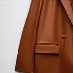 ZARA  FAUX LEATHER BLAZER Jacket Brown Size L NEW Photo 8