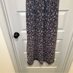 Max Studio Navy Floral Print V Neck Short Sleeve Maxi Dress S Photo 9