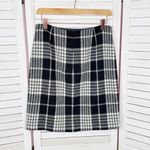 Eddie Bauer  Plaid Wool Blend Tweed Pencil Skirt Black White 8 Tall Photo 6