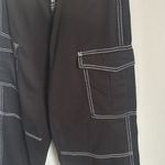 Divided New Black Denim 90’s High Waist Carpenter Jeans White Contrast Stitching Photo 2