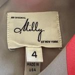 Milly | Geometric Silk Twill Mod Shift Cocktail Dress Coral and Gray - Size 4 Photo 4