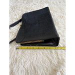 Vintage 50s Style Top Handle Handbag Black Lizard Print Purse Gold Hardware Photo 8