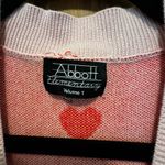 NWT Abbott Pink Heart Button Down Cardigan XS Oversized Valentine's Day Teacher Photo 2