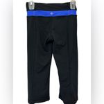 Lululemon  Groove Cropped Black Reversible Leggings Royal Blue Waist Photo 1