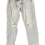 KanCan Hi Rise Belted Paperbag Mom Jeans Distressed Light Wash‎ Denim Women 29 Blue Photo 0