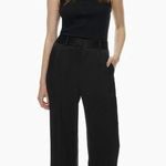 Aritzia Wilfred Black Cropped Satin Trouser Pants Size 6 Minimalist Evening Photo 0