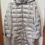 Lands' End Metallic Silver Gray Hooded Puffer Jacket XL Photo 0