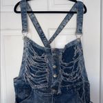 Thrill Acid Wash Destroyed Jean Jumpsuit Overalls Blue Size 24 Photo 2