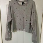 Adidas Crop Sweater Women’s Logo Gray Long Sleeve Crew Neck Pullover XL Photo 0