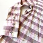 Soft Surroundings Gauze Button Down Checked Blouse Photo 5
