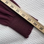Chico's Top Womens 1 Med Maroon Mock Long Sleeve Ruffle Pima Cotton Blend Stretch Photo 5