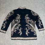 Soft Surroundings  Vintage 100% Wool Floral Embroidered Jacket Cardigan‎ Black XS Photo 7
