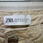 ZARA  Pants Womens Size 8 Beige Flat Front Straight Leg Cargo Pockets Y2K 90s Photo 4