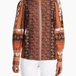 NWT Kobi Halperin Amy Printed Silk Blouse, Size L New w/Tag Retail $398 SOLD OUT Size L Photo 4