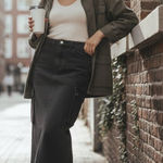 Ena Pelly Nova Denim Maxi Cargo Skirt in Charcoal Wash Size 26 NWOT Gray Photo 0