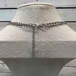 Silver Rhinestone Statement Necklace Waterfall Bib Glam Y2K Party Jewelry Photo 4