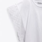 ZARA NEW EMBROIDERED TOP WHITE WOMENS SIZE S CREWNECK SHORT SLEEVE CROP Photo 4