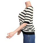EMERSON FRY Luxe Emerson Knit Top, Mariner Stripe Tencel & Cashmere, Large White Photo 8