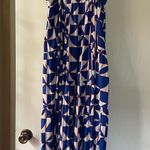 Geometric Blue and White Midi Dress Size XS Photo 0