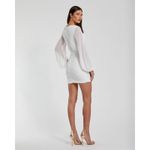 Mac Duggal  26655 White Long Blouson Sleeve Ruched Mini Dress Sz 4 Photo 2
