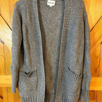 Olive & Oak  Gray Open Front Long Knit Cardigan Front Pockets Size Small (5031) Photo 0