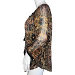 Anthropologie Meadow Rue Blouse Womens Small Black Gold Paisley Marya Peasant Photo 2