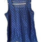 Boutique Lace Sleeveless Top XL Blue & Black Semi-Sheer Photo 0